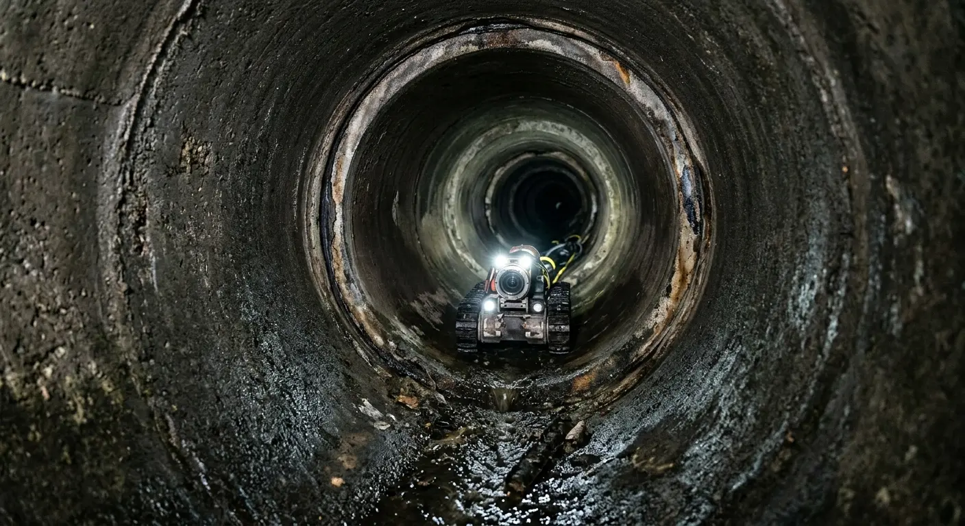 Robotic sewer camera inspecting pipe interior for Sewer Line Repair in Middletown